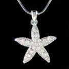 Beach Ocean Wedding Swarovski Crystal Starfish Pendant Necklace