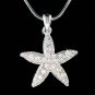 Beach Ocean Wedding Swarovski Crystal Starfish Pendant Necklace