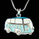 Enamel Swarovski Crystal Volkswagen VW Bus Van Vanagon Necklace