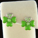 Swarovski Crystal St Patrick Lucky Enamel 4 Leaf Clover Earrings