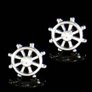 Ship Wheel Celebrity Swarovski Crystal Nautical Stud Earrings