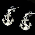 Beach Wedding Yacht Swarovski Crystal Anchor Nautical Earrings