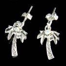 Hawaii Vacation Swarovski Crystal Palm Tree Coconut Earrings