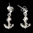 Nautical Beach Wedding Yacht Swarovski Crystal Anchor Earrings