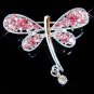 Bridal Wedding Swarovski Crystal Pink Rose Dragonfly Pin Brooch