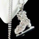 3D Skiing Hockey Swarovski Crystal Ice Skating Skate Necklace
