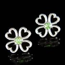 Swarovski Crystal Lucky 4 Leaf Green Clover Shamrock Earrings
