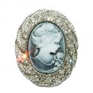 Swarovski Clear Crystal Oval Classy Bridal Black Cameo Brooch