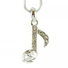Cute Swarovski Crystal Quaver Eighth Music Note Pendant Necklace