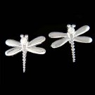Cute Swarovski Crystal Bridal Wedding Dragonfly Rhodium Earrings