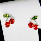 Swarovski Crystal Juicy Sexy Hot Red Cherry Stud Earrings