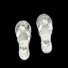 Swarovski Crystal Heart Sandal Flip Flop Beach Wedding Earrings