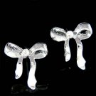 Holiday Swarovski Crystal Love Knot Ribbon Bow Stud Earrings