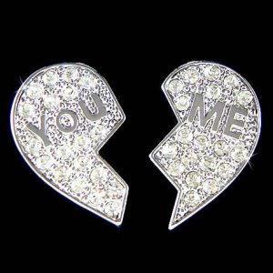 Swarovski Crystal You & Me Best Friends Heart Lover Earrings