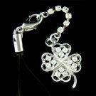 Swarovski Crystal Four Leaf Clover Lucky Cell Phone Charm Strap