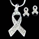 Swarovski Crystal Brain Cancer Tumor Ribbon Necklace & Earrings