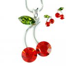 Sexy Swarovski Crystal Juicy Red Cherry Necklace Earrings Set