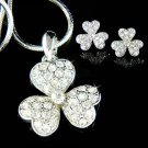 Irish Swarovski Crystal 3 Leaf Clover Shamrock Necklace Earrings