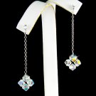 Simple Swarovski Crystal Floating Star Flower Bridal Earrings