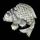 Swarovski Crystal Black Fish Brooch for Fishing Lover