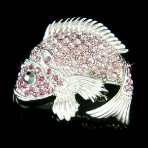 Swarovski Crystal Purple Fish Brooch for Fishing Lover