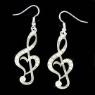 Swarovski Crystal Heart Treble Clef Music Note Pendant Earrings