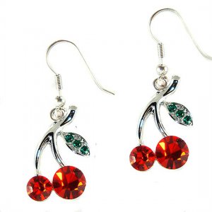 Swarovski Crystal Juicy Fruit Sexy Hot Red Cherry Earrings