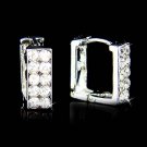 Swarovski Crystal Double Two Row Rectangle Huggie Hoop Earrings