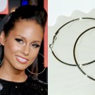 3 1/2" (90mm) Huge Celebrity White Gold-Plated Hoop Earrings