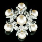 Bridal Wedding Floral Swarovski Crystal Pearl Flower Pin Brooch