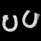 Lucky Western Bride Swarovski Crystal Horseshoe Stud Earrings