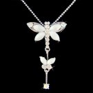 Swarovski Crystal White Dragonfly Butterfly Pendant Necklace