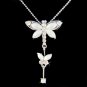 Swarovski Crystal White Dragonfly Butterfly Pendant Necklace