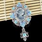 Big Blue Swarovski Crystal Victorian Cameo Pendant Necklace