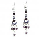 Swarovski Crystal Purple Chandelier Bridal Wedding Long Earrings