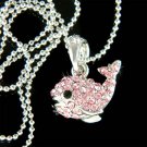 Swarovski Crystal Cute Pink Whale Dolphin Charm Pendant Necklace