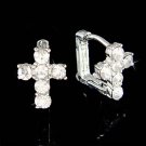 Swarovski Crystal Cross Jesus God Religious Love Huggie Earrings
