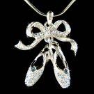 Swarovski Crystal Blue Ballerina Slippers Ballet Shoes Necklace
