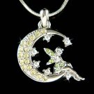 Swarovski Crystal Tinker bell Fairy Angel Moon Star Necklace