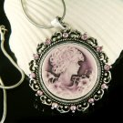 Swarovski Crystal Classy Purple Round Cameo Pendant Necklace