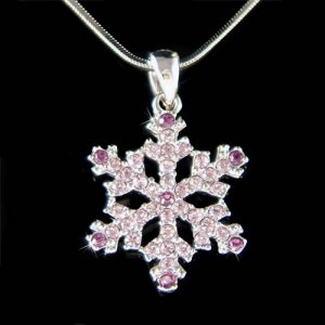 Purple Swarovski Crystal Snowflake Christmas Pendant Necklace