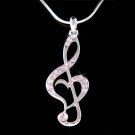 Swarovski Crystal Treble Clef Music Note Heart Pendant Necklace