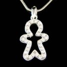 Swaroski Crystal Cute Gingerbread Man Cookies Christmas Necklace