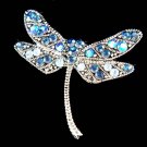Swarovski Crystal Dark Blue Dragonfly Bridal Wedding Pin Brooch
