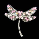 Swarovski Crystal Rose Pink Dragonfly Bridal Wedding Pin Brooch