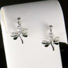 Swarovski Crystal Petite Dragonfly Rhodium Stick  Girls Earrings