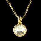 Gold Simple Everyday Round Swarovski Rivoli Crystal Necklace