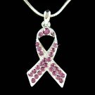 Swarovski Crystal Purple Pancreatic Cancer ADD Ribbon Necklace