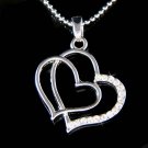 Swarovski Crystal Cute Double Cutout Love Heart Pendant Necklace