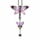 Swarovski Crystal Purple Dragonfly Butterfly Pendant Necklace